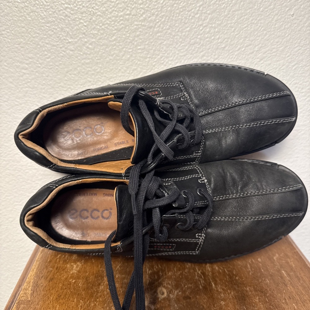 Ecco Mens Fusion Bicycle Toe Tie Oxfords Black Size 43 EU 9.5-10 US Golf Comfort - Picture 8 of 8